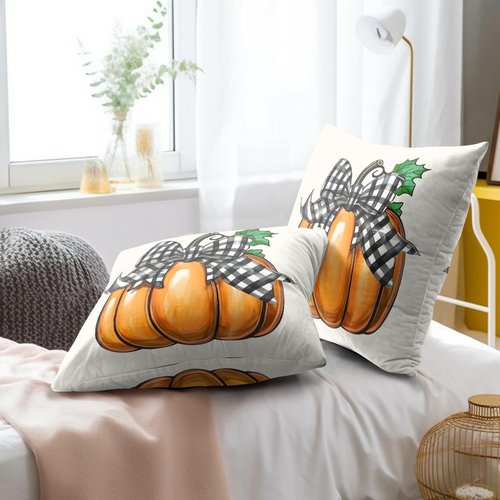 Giwawa Fall Pumpkin Throw Pillow Covers 18X18 Inch Set of 2 Autumn Thanksgiving Farmhouse Harvest Decorative Pillowcases Cushion Case for Couch Bed Sofa Patio Porch Outdoor Home Decor