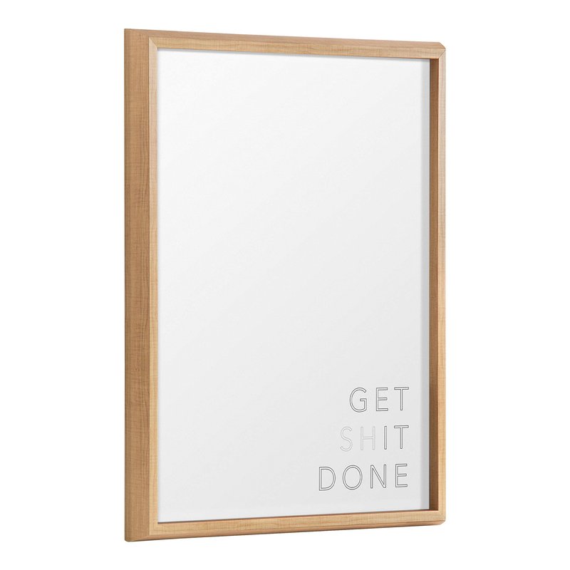 Kate and Laurel Blake Get It Done Framed Printed Printed Dry-Erase Glass Wall Art by The Creative Bunch Studio, 18x24 Natural, Inspirational Art for Wall
