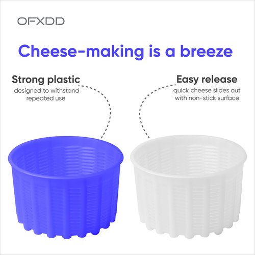 OFXDD Cheese Mold for Cheese Making - Cheese Molds 2 Pcs - Plastic Ricotta Basket 20 oz - Cheese Form Mold for Feta, Camembert, Ricotta