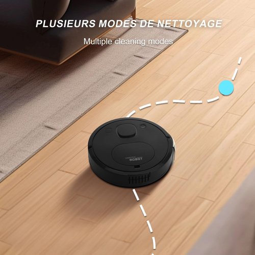 Robot Vacuum and Mop Combo, 2-in-1 Robot Vacuum Cleaner, Wireless Robot Vacuum Cleaner, Strong Suction, timed, self Charging, Quiet, Suitable for Hard Floors, pet Hair, Low Plush Carpets(Black)