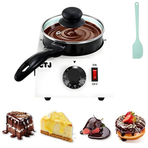 CTJ Electric Chocolate Melting Pot 86°F-185°F TEM Control Commercial Food Warmer with Silicone Spatula for Melting Chocolate, Butter, Nacho Cheese, Candies, Cream and Warm Coffee, Milk