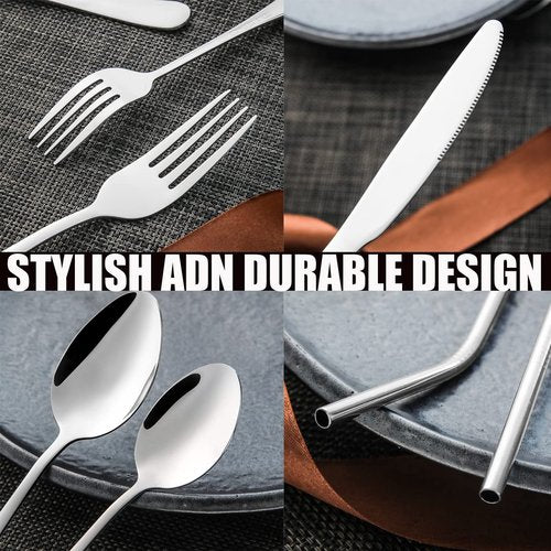 Gutuwellea 84 Pieces Silverware Service for 12 Flatware Set Stainless Steel Utensils Cutlery Set Dishwasher Safe