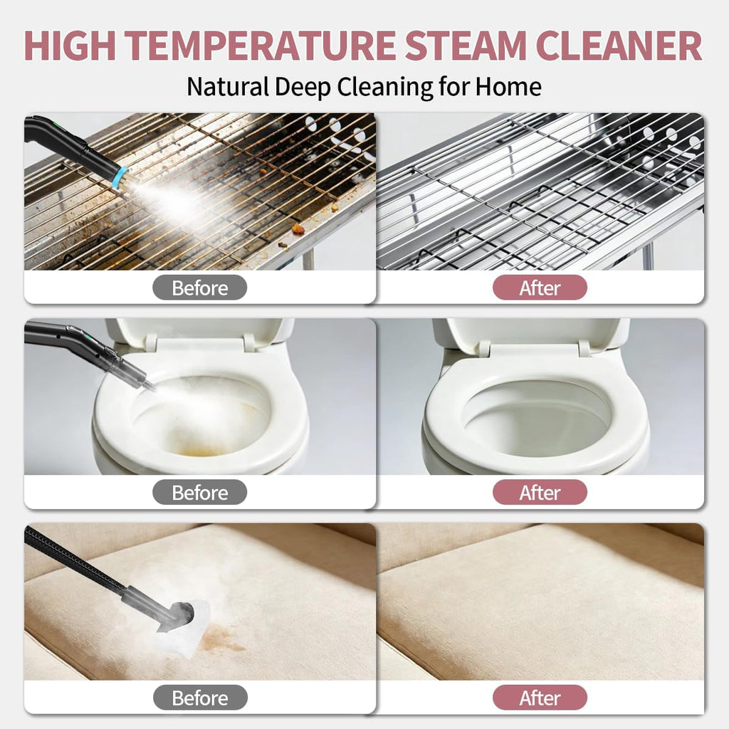 Skiennix Steam Cleaner - 3-Level Adjustable Steamer with 15s Fast Heat & 1.8L Tank for Home & Car Cleaning
