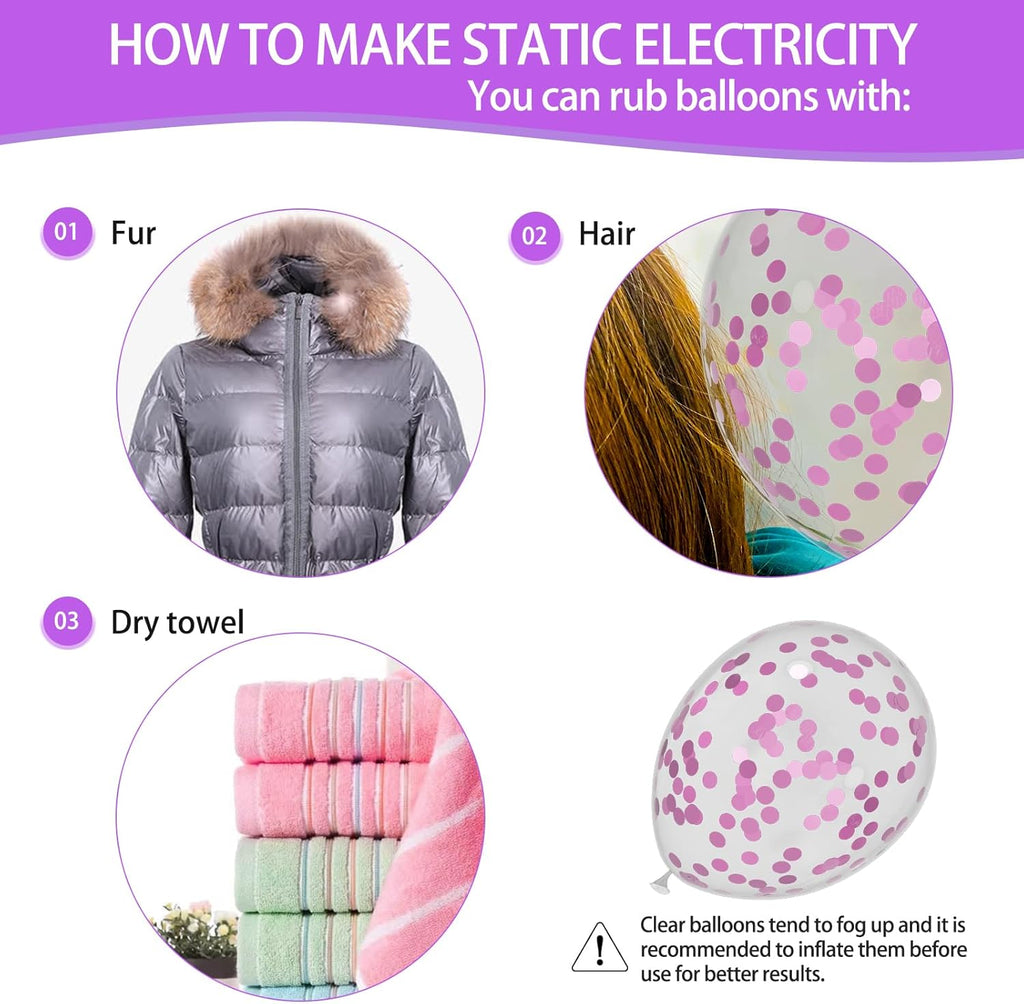 Skiennix 68Pcs Pink & Purple Balloons - 12 Inch Metallic Latex Balloons with Ribbons for Parties