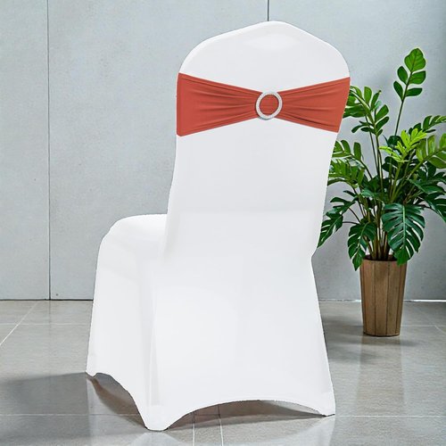 MDS Spandex Chair Sashes - Universal Elastic Stretch Bows with Buckle Slider for Wedding Decor | Terracotta, Pack of 125