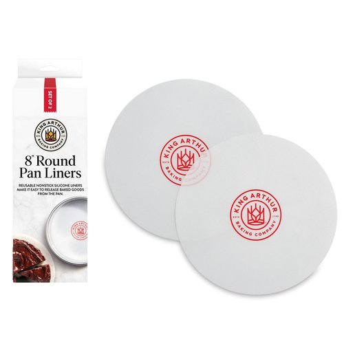 King Arthur Baking Company Round Cake Pan Liners, Oven Safe Reusable Nonstick European-Grade Silicone, 8-Inch, Set Of 2, For Easy Nonstick Cake Release