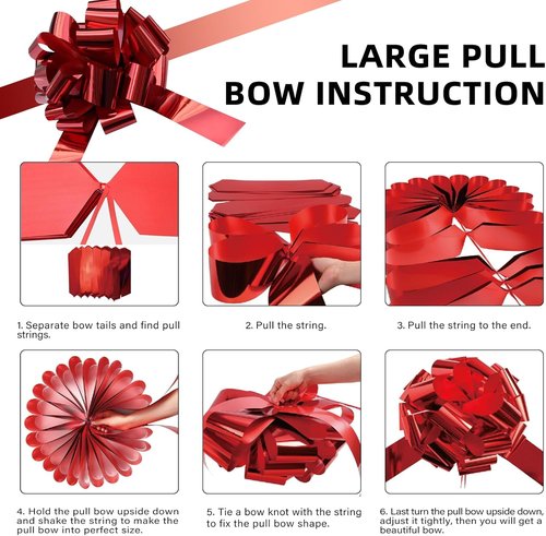 Big Car Bow - Metallic Red 20-Inch Round Gift Bow for Cars, Weddings, Birthdays & Holidays