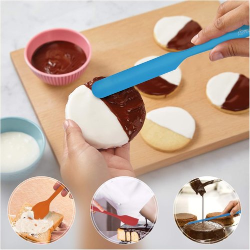 HOTEC Silicone Rubber Spatula Set - Heat Resistant 600℉, Non-Stick, BPA-Free | Multicolor, Set of 5