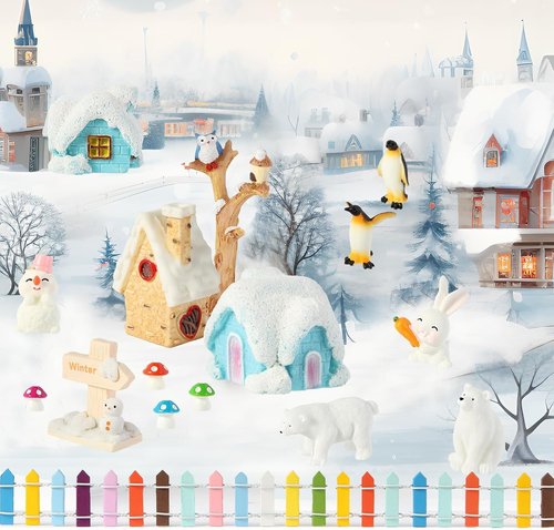 FIIOEOY Snow Sensory Bin - Arctic Animal Figures & Play Sand Art Kit for Kids Ages 3-8