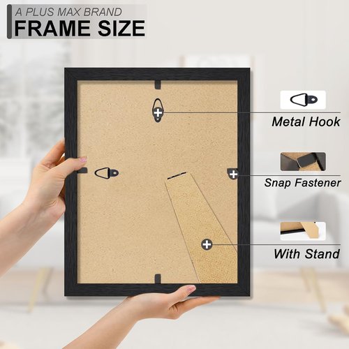 A PLUS MAX 8x10 Picture Frame Set of 2 - Lightweight Black Engineered Wood Frames for Photos | 8"x10" Size