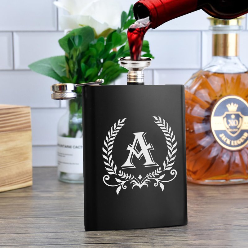 ELEGANTPARK Engraved Groomsman Gifts Set of 8 Groom Best Man Groomsman Flasks Wedding Gifts for Men Bachelor Party Favor Stainless Steel Hip Flask for Liquor with Funnel for Men 8 OZ Black