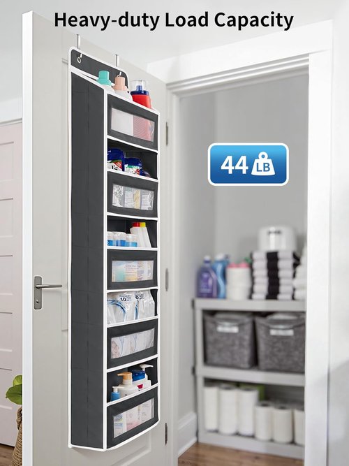 JARLINK Over The Door Organizer - 5 Shelf Hanging Storage with Large Capacity Pockets | Black