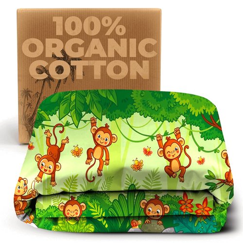 Khelo - Kids Bath Towels - Monkeys Themed - Cotton Bath Towel for Boys, Girls, Baby - Super Absorbent, Soft Pool & Swim Towel - Ideal for Bathroom, Pool and Swimming - 30x55 inches