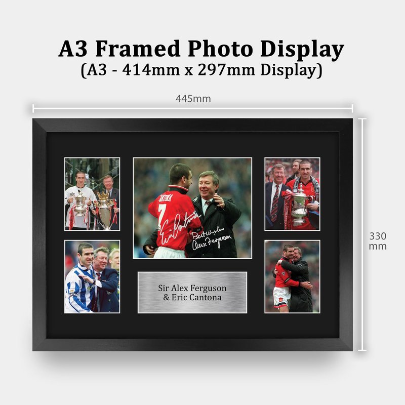 HWC Trading Sir Alex Ferguson & Eric Cantona Printed Memorabilia Signed Autograph Photograph Display for Football Fans and Supporters - 16" x 12" Framed