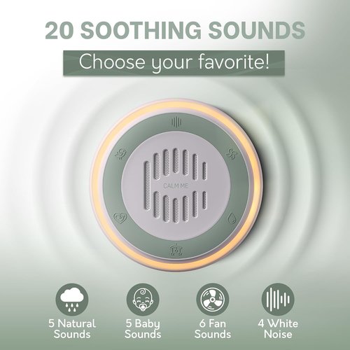 Calm Me White Noise Machine - Soothing Sound Therapy for Sleep & Office Privacy | 20 Sounds & Nightlight