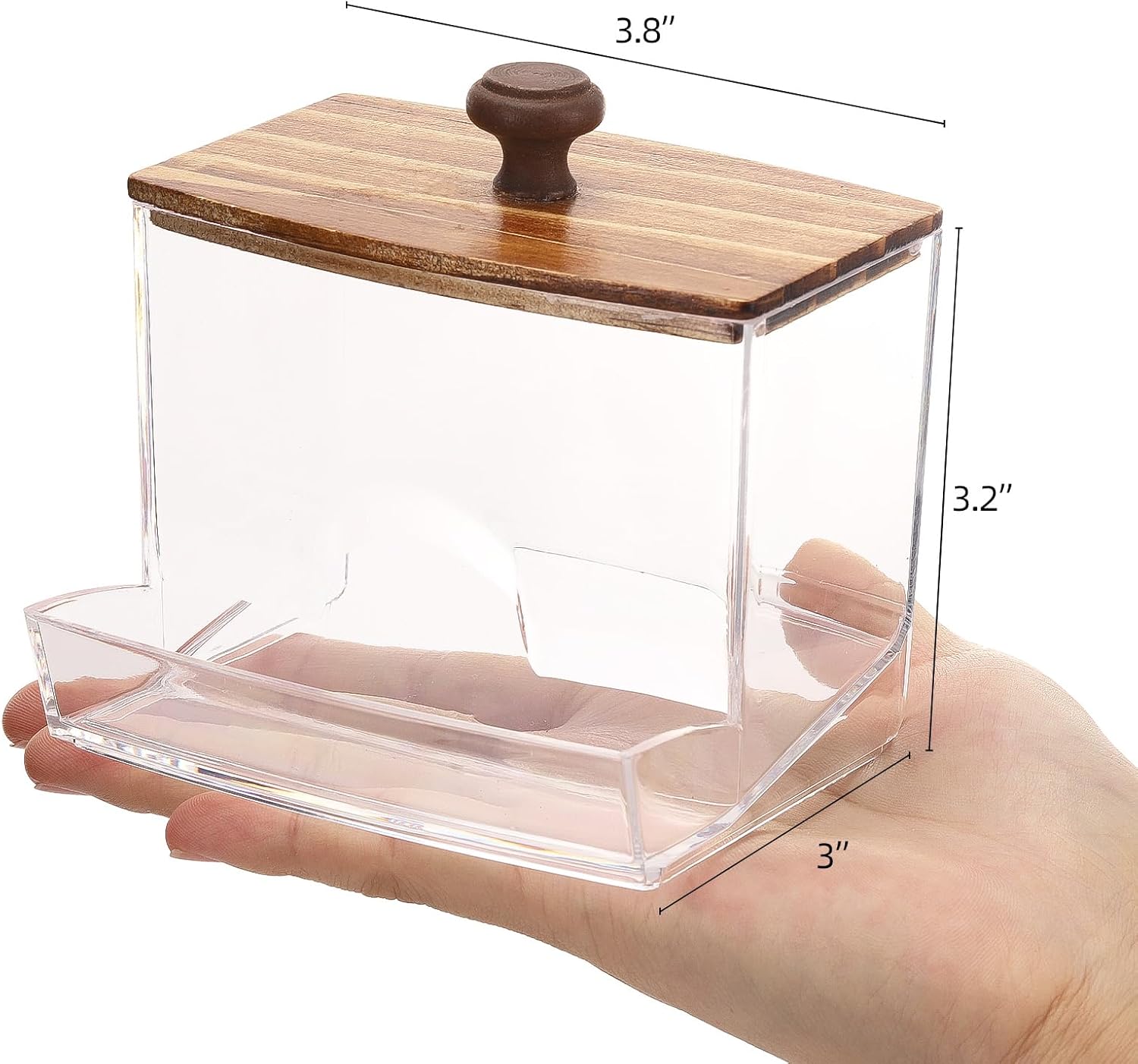 Tbestmax Qtip Holder Dispenser - 10oz Clear Bathroom Organizer for Cotton Balls & Swabs