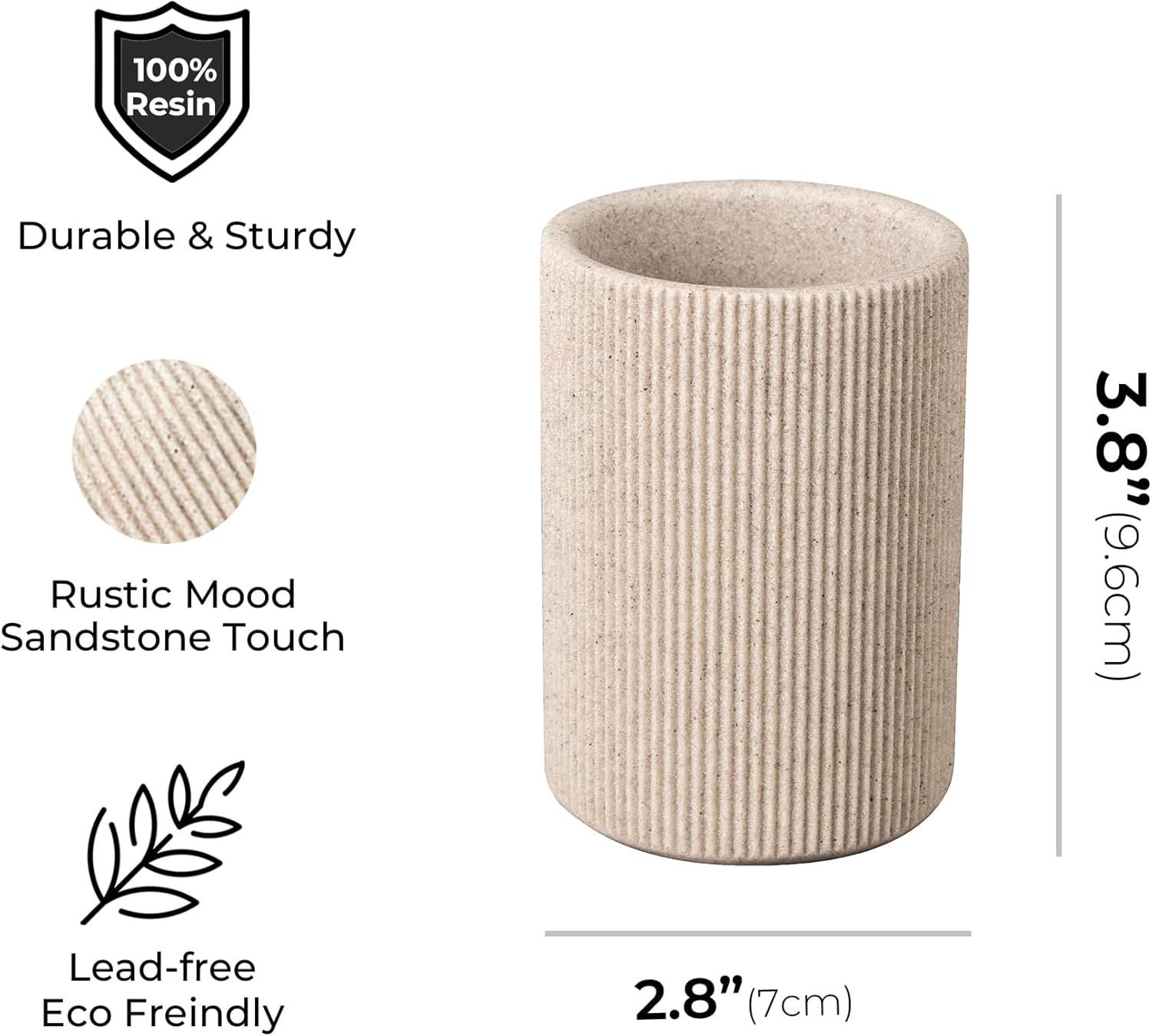 Skiennix Toothbrush Holder - Modern Boho Farmhouse Style, Sand Beige, Rust-Proof Resin Organizer