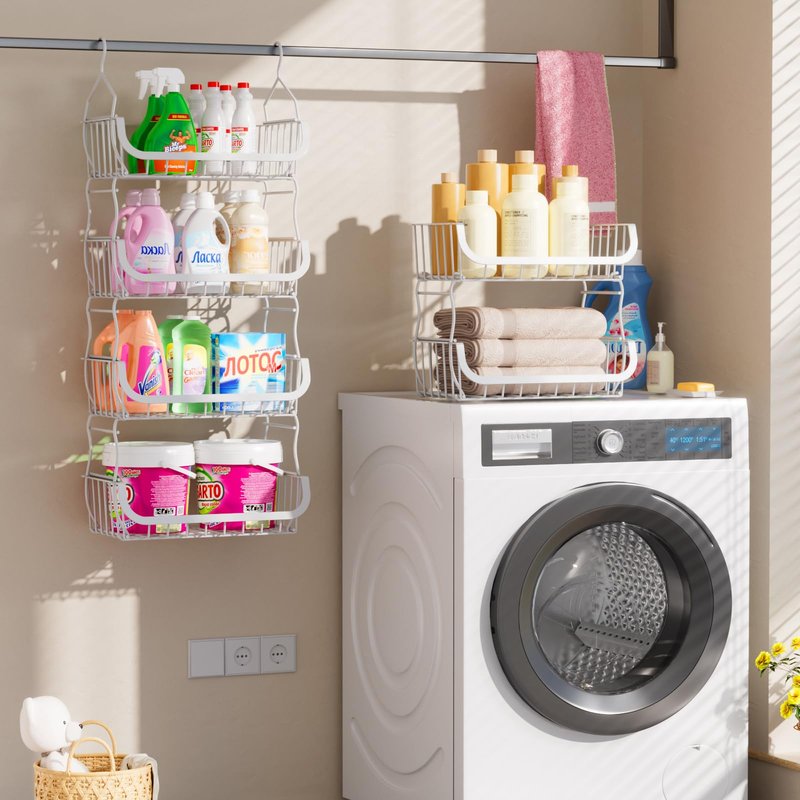 Metal Closet Hanging Organizer, 4 Tier Stackable Closet Organizers and Storage, Sturdy Clothes Hanging Shelves, Wire Storage Basket for Clothing Pants Coat Sweaters Handbags Hats, RV Pantry Organizer