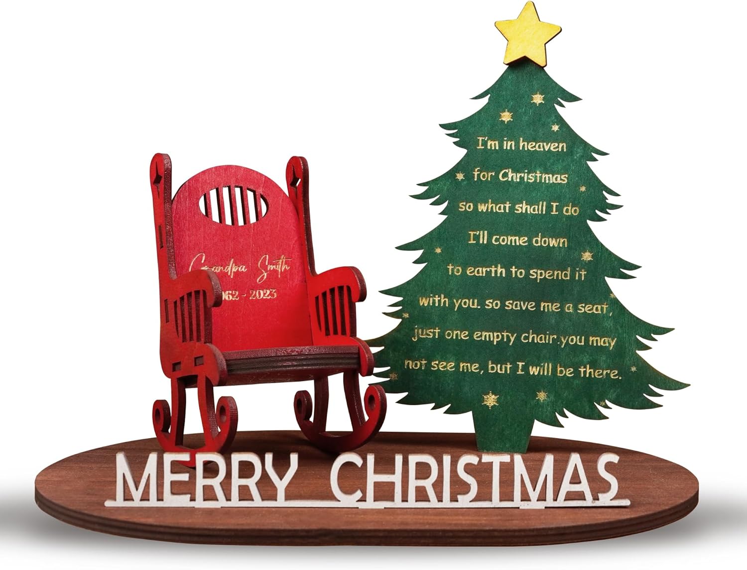 Regine Switzerland Memorial Candleholders - Personalized Name Sign with Rocking Chair & Cardinal | Thoughtful Keepsake for Loved Ones
