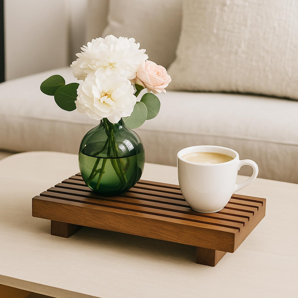 Acacia Wood Riser - Decorative Kitchen & Bathroom Sink Tray | Pedestal Stand for Soap & Sponge