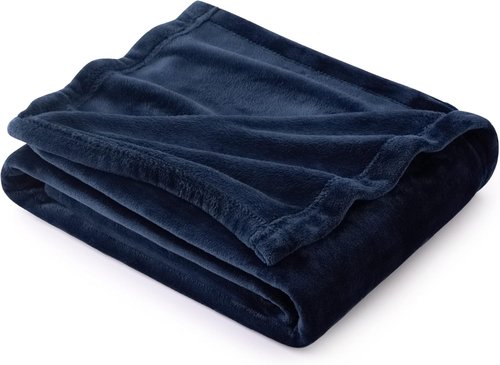 Bedsure GentleSoft Fleece Blanket - Lightweight Plush Cozy Twin Size Navy Blue, 60x80 Inches