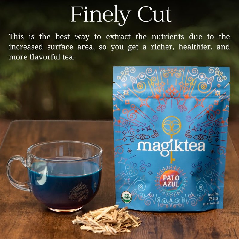 Magiktea Palo Azul, Loose Tea 2 oz (30 cups), USDA Organic, Kidneywood, Caffeine-Free