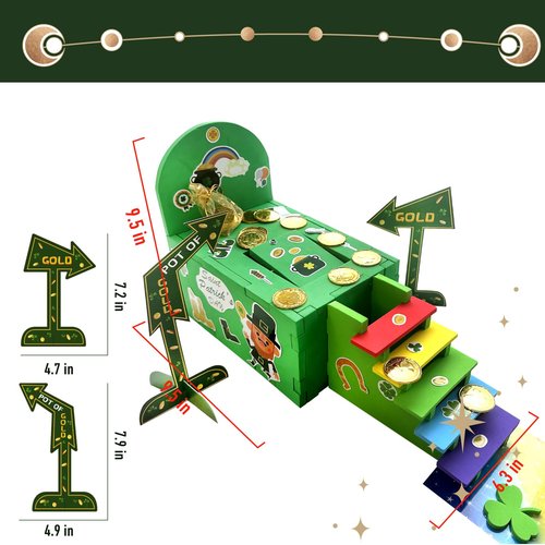 TEINSONET St Patrick's Day Leprechaun Trap Kit - St. Patricks Day Decorations Leprechaun Trap Crafts Kit for Kids St Patricks Day Party Supplies (EVA AUTO Trap)