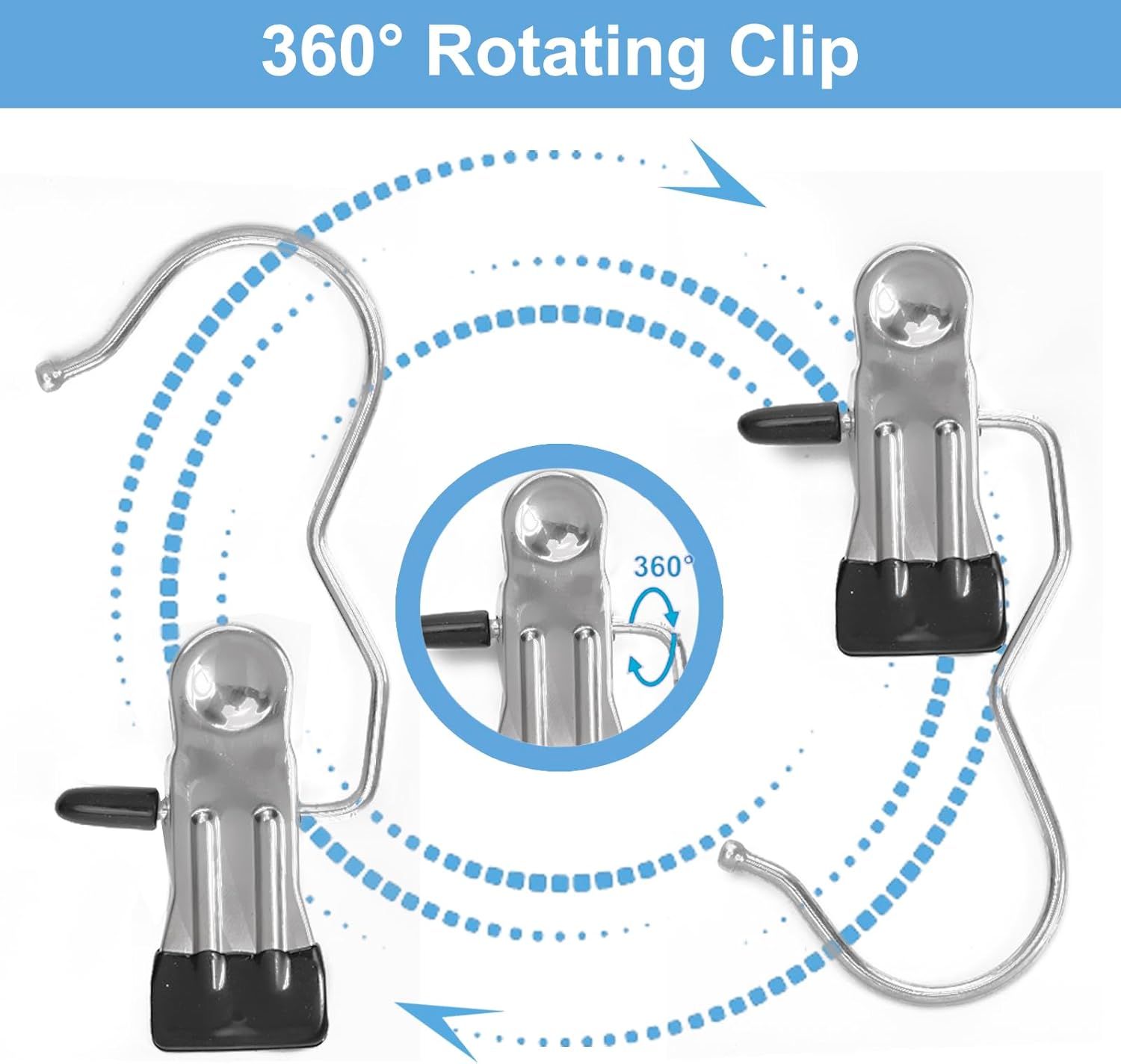 Skiennix 24 Pack Hanger Clips - Versatile Multi-Function Clip Hooks for Laundry & Closet Organization