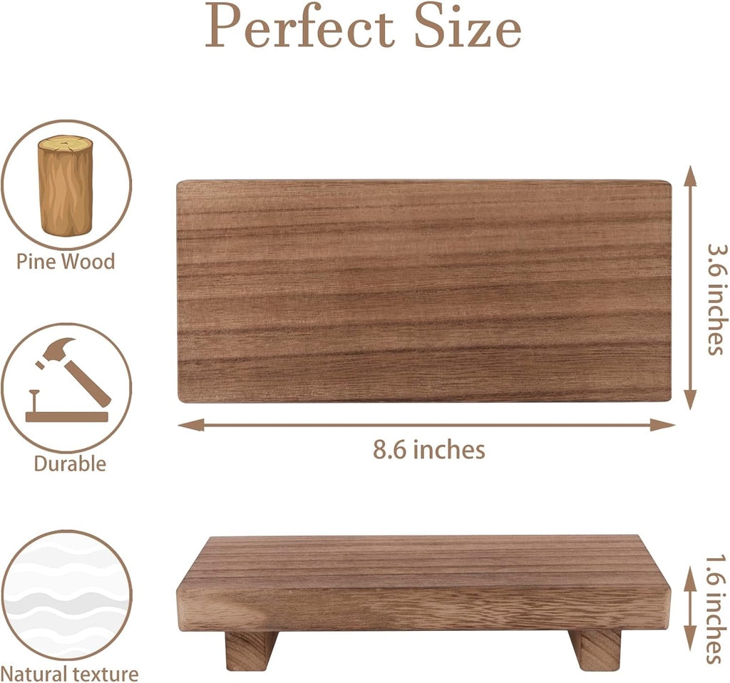 Zoocatia Small Wooden Tray Stand - Farmhouse Bathroom Decor & Kitchen Soap Dish Holder - Brown