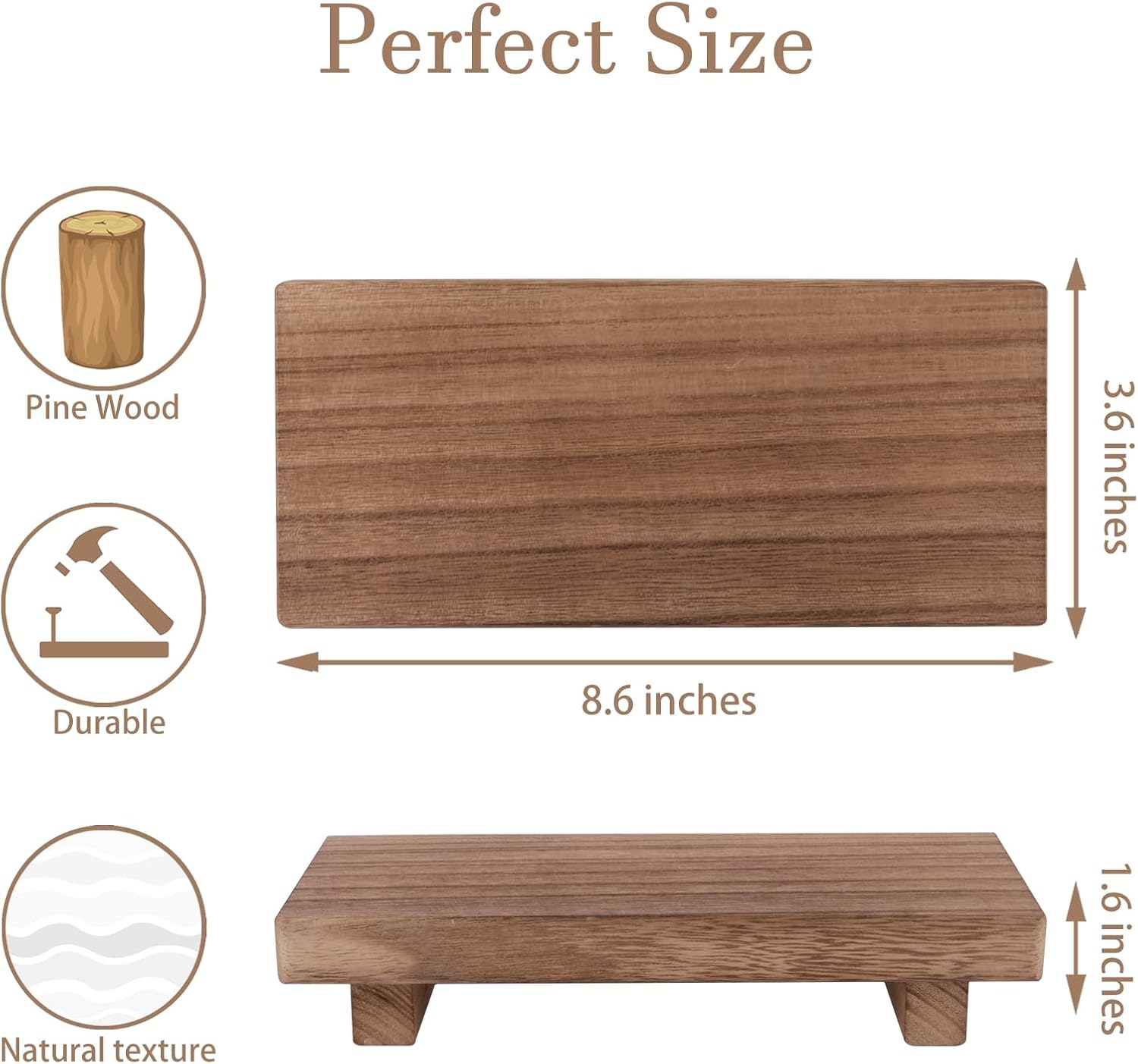Zoocatia Small Wooden Tray Stand - Farmhouse Bathroom Decor & Kitchen Soap Dish Holder - Brown