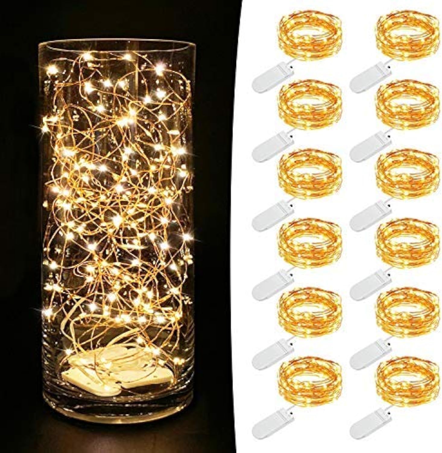 MUMUXI Fairy Lights - 12 Pack 7.2ft Battery Operated String Lights | 20 Mini LEDs for Wedding & Home Decor