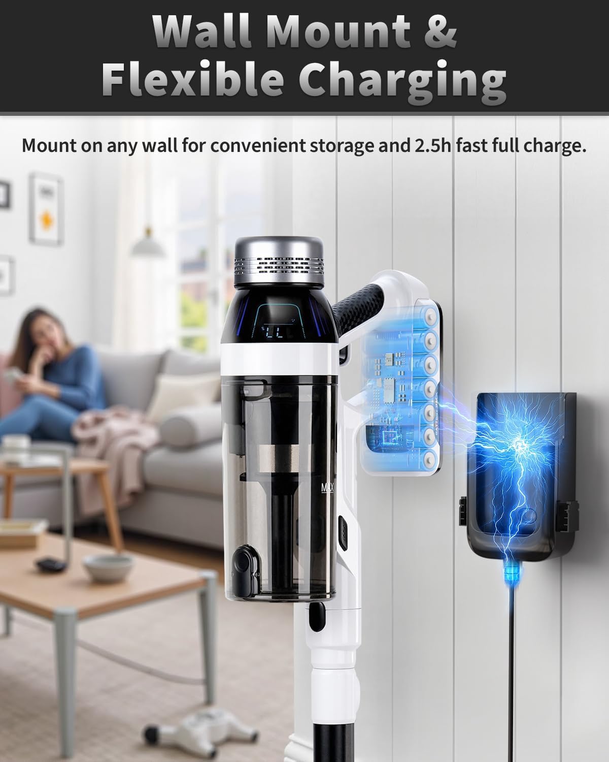 Skiennix Cordless Vacuum Cleaner - 15-in-1 Powerful Stick with LED Display & 110 Min Runtime | Lightweight for Hard Floors & Carpets