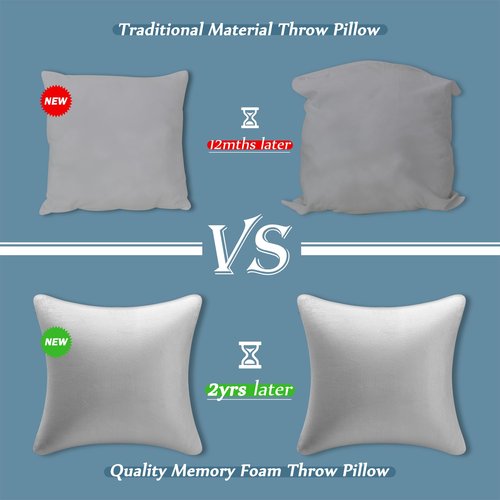 AM AEROMAX 22 ×22 Pillow Insert (Pack of 2) Memory Foam Throw Pillow Insert Sham Square for Decorative Cushion Bed Couch Sofa Without Deform After Longtime Use(Grey)