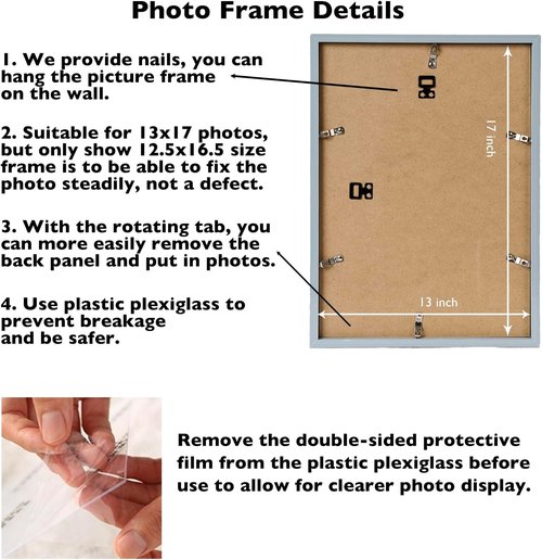 JCJMY 13x17 Rustic Brown Picture Frame - Versatile Wall Mounting for Horizontal or Vertical Display