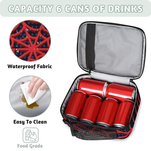 Bardic Lunch Box for Boys Girls - Reusable Insulated Lunch Bags for Kids - Large Capacity Cooler Back to School Lunch Thermal Meal Tote Kit, Black Spider Web