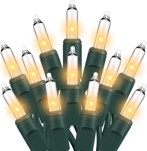 Dirnun Christmas Lights - 100 Count Clear White Incandescent Connectable Lights | UL Certified for Indoor/Outdoor Use