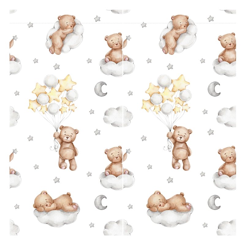 Yilinata Bear Themed Curtains for Kids Boys Girls Kawaii Sleeping Bears Cloud Balloon Nursery Toddler Rod Pocket Drapes Home Living Room Baby Bedroom Decor Durable Fabric 84 in X 84 in