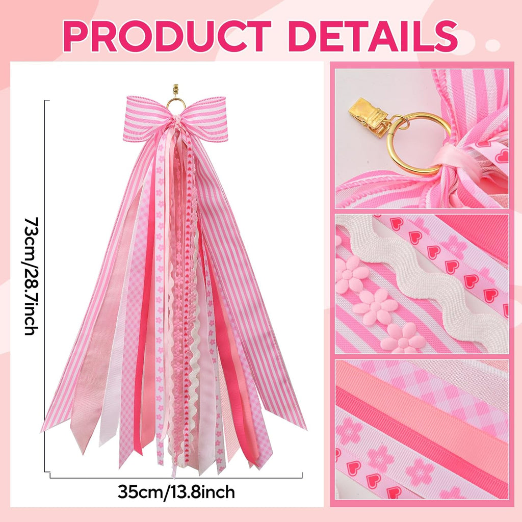Skiennix Pink Wreath Sash - Decorative Ribbon for Front Door & Porch Garland Decor