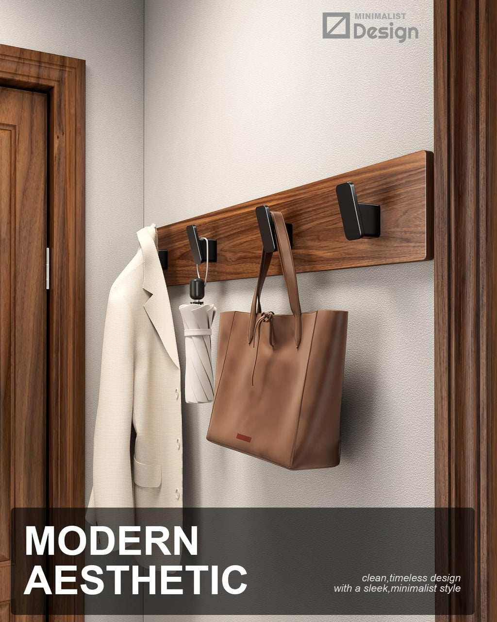 Skiennix Matte Black Towel Hooks - Heavy-Duty 4-Pack for Bathroom & Mudroom | Versatile Coat & Bag Hangers