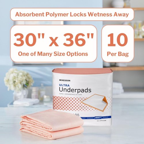 McKesson Disposable Bed Pads - Heavy Absorbency Underpads 30" x 36" | 100 Count for Adults & Babies