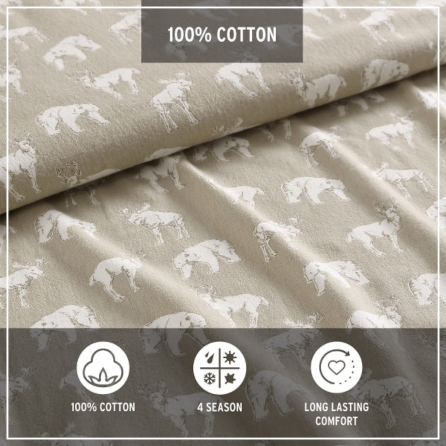 Eddie Bauer - King Sheets, Cotton Flannel Bedding Set, Brushed for Extra Softness, Cozy Home Decor (Buckhead Ridge, King)