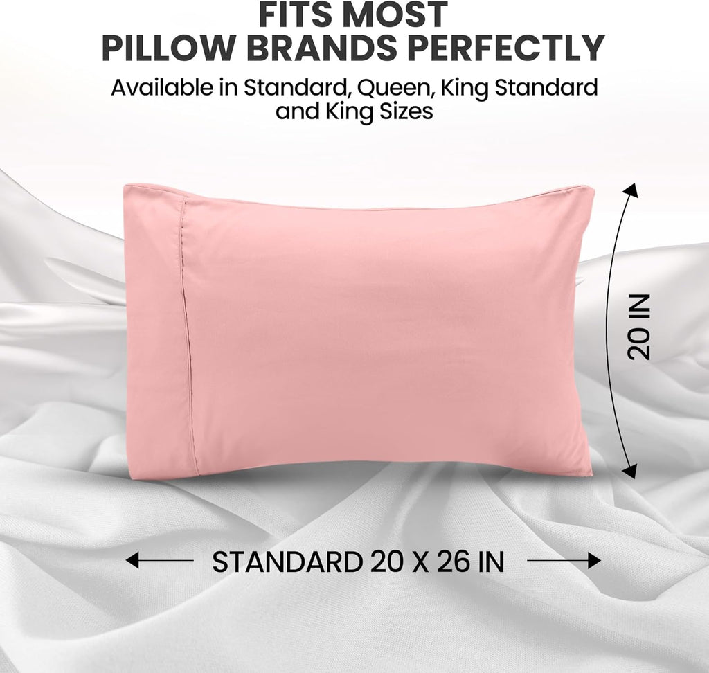 Utopia Bedding Pillow Cases - Soft Brushed Microfiber, Envelope Closure - 20x26 Inches, Pink | 2-Pack