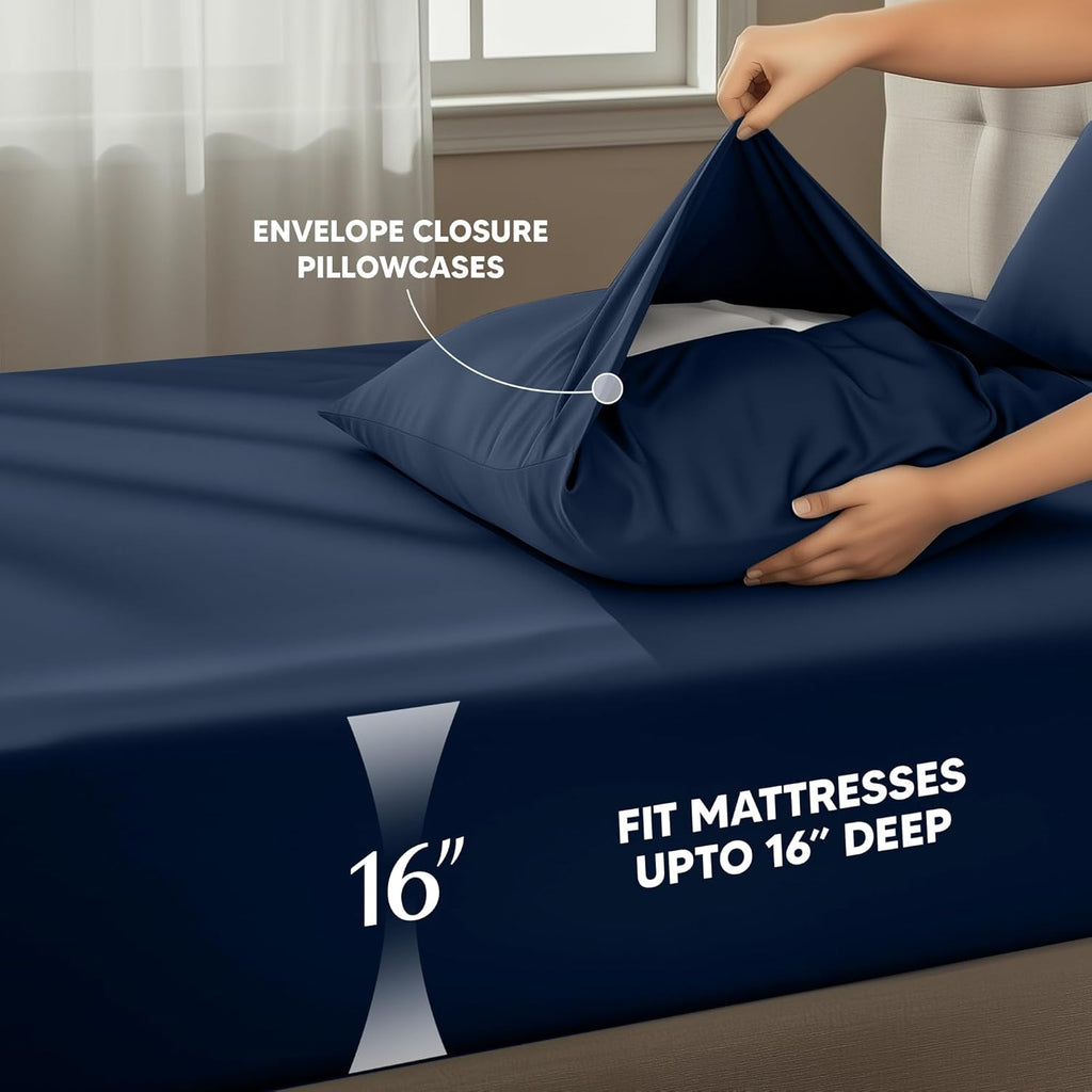 Utopia Bedding Twin XL Sheet Set - Soft, Breathable Microfiber 3-Piece Bed Sheets | Navy Blue