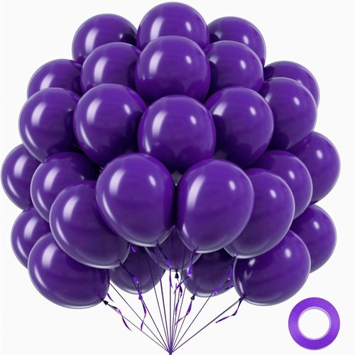 Dark Purple Balloons - 12 Inch Latex Party Balloons | 50 Pack for Weddings, Baby Showers & Celebrations