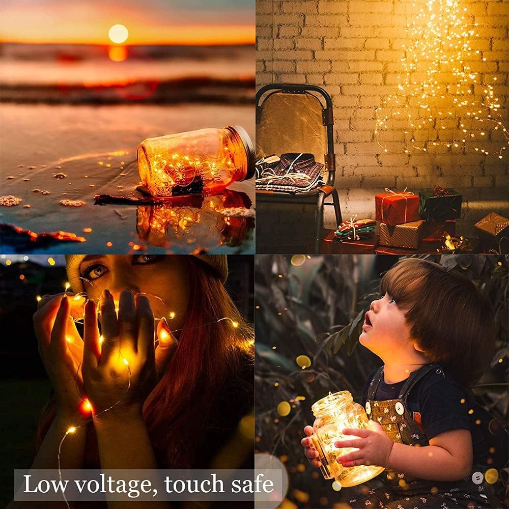 Sanniu LED String Lights - Mini Battery Powered Copper Wire Fairy Lights | 5m/16ft Warm White for Bedroom, Weddings, Parties