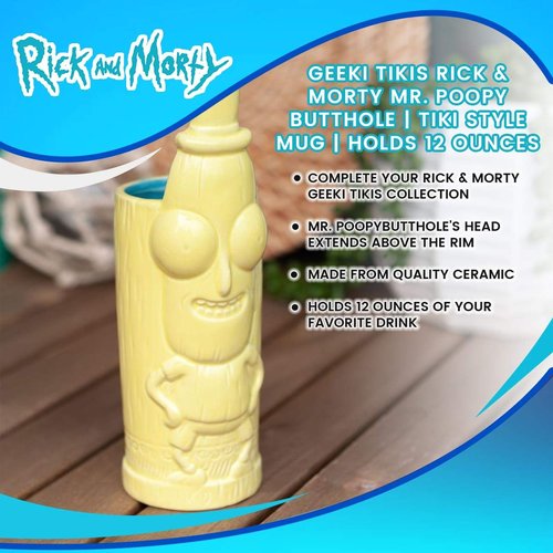 Geeki Tikis Rick & Morty Mr. Poopy Butthole Mug | Official Rick & Morty Tiki Style Ceramic Cup | Holds 12 Ounces