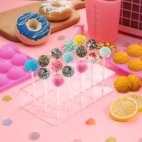 GZMAISULEE Cake Pop Molds Kit 610PCS Lollipop Cake Pop Maker Set with Cake Pop Stand, Cake Pop Sticks and Wrappers, Decorating Pen, 4 Piping Tips, Measuring Cup, Pink