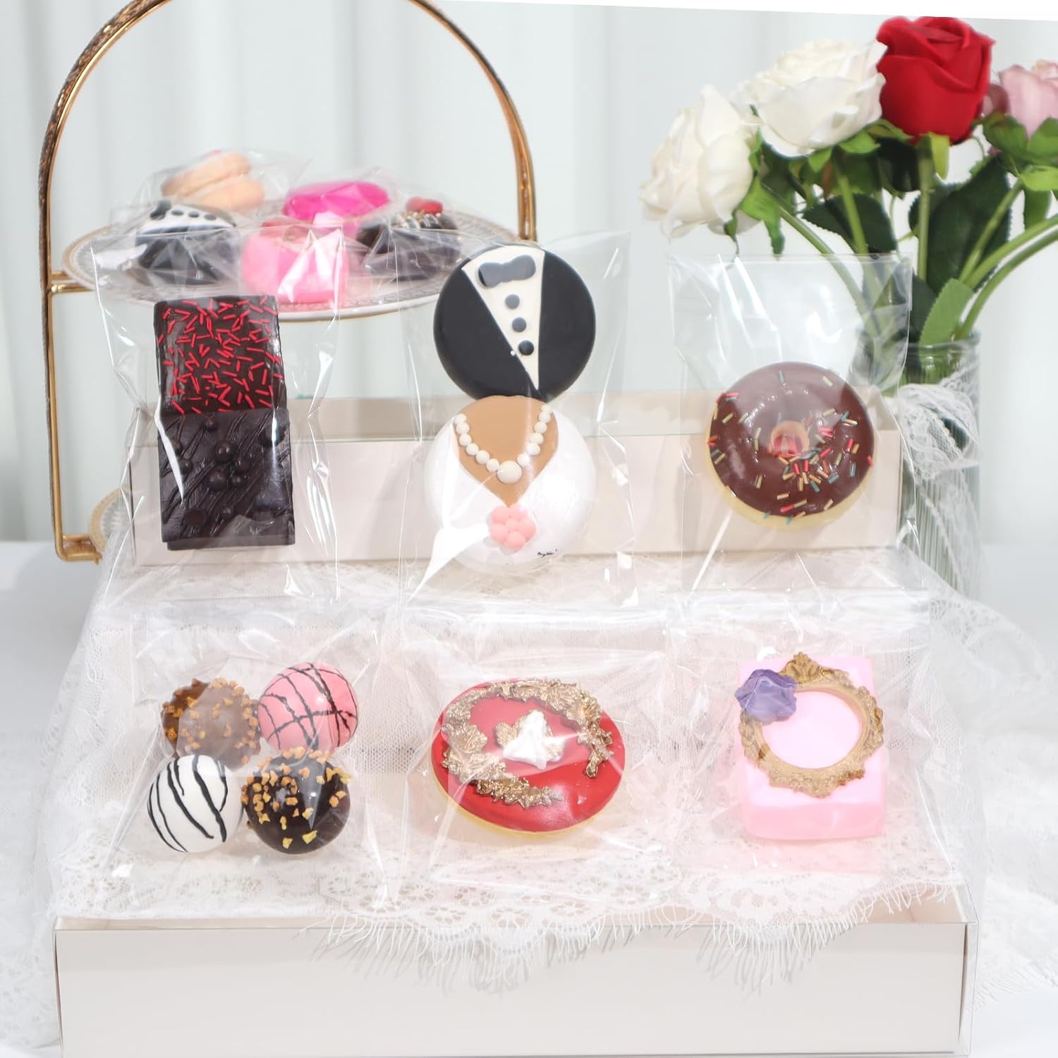 TEMLQPACK Clear Cellophane Bags - 100 Pcs 4 x 6 Inch for Cookies, Treats, & Party Favors