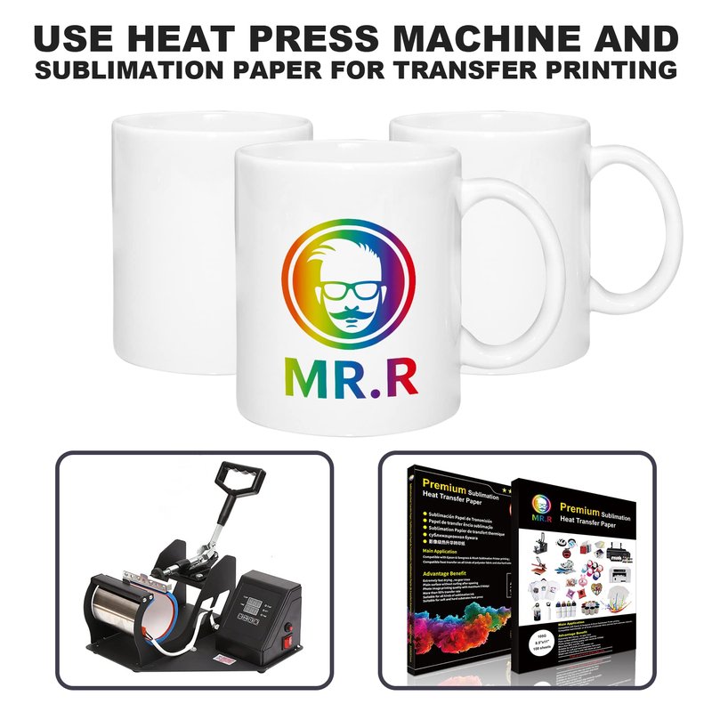 MR.R Set of 36 Sublimation Blanks Dishwasher White Ceramic Coffee Mugs 11oz Blank Ceramic Classic Drinking Cup Mug For Milk Tea Cola Water
