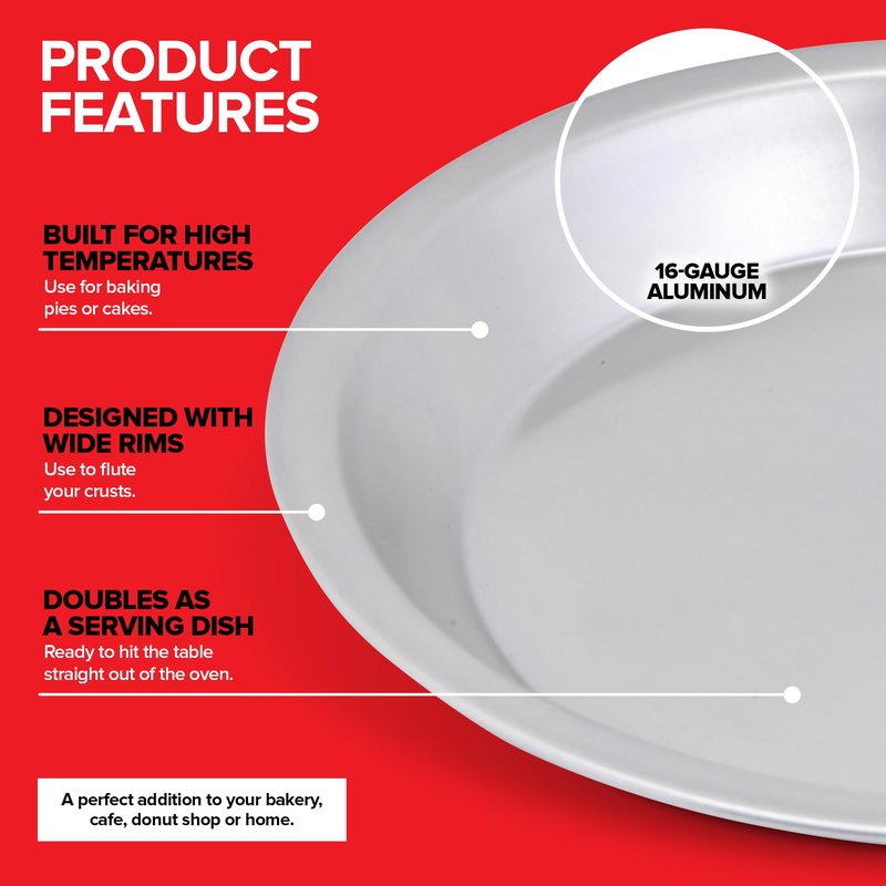 Stock Your Home 9 Inch Aluminum Pie Pans (2 Pack) - Silver Tin for Baking, 9" x 1 1/4" Oven Safe Dish for Crumbles or Cake
